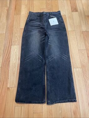 JNCO Men Jeans Relaxed Black Washed Wide Leg
